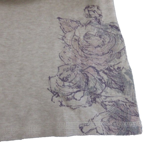 Sonoma Life+Style Thermal Waffle Tee Size Petite Small PS Rose Print Long Sleeve - Picture 5 of 8
